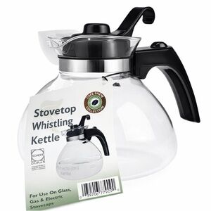 Stovetop Glass Whistling Tea Kettle 12 Cup SCHOTT DURAN Cafe Brew NWT NEW